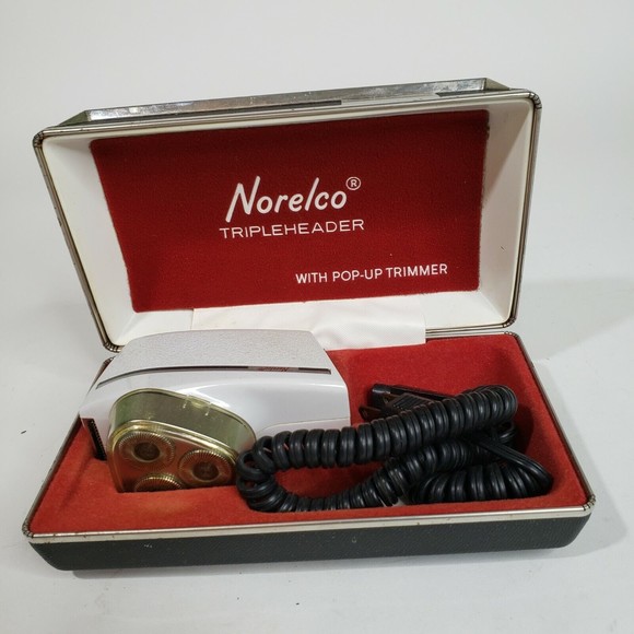 Vintage Norelco Triple Header Electric Razor Pop Up Trimmer SC 8130 Tested - Picture 1 of 10